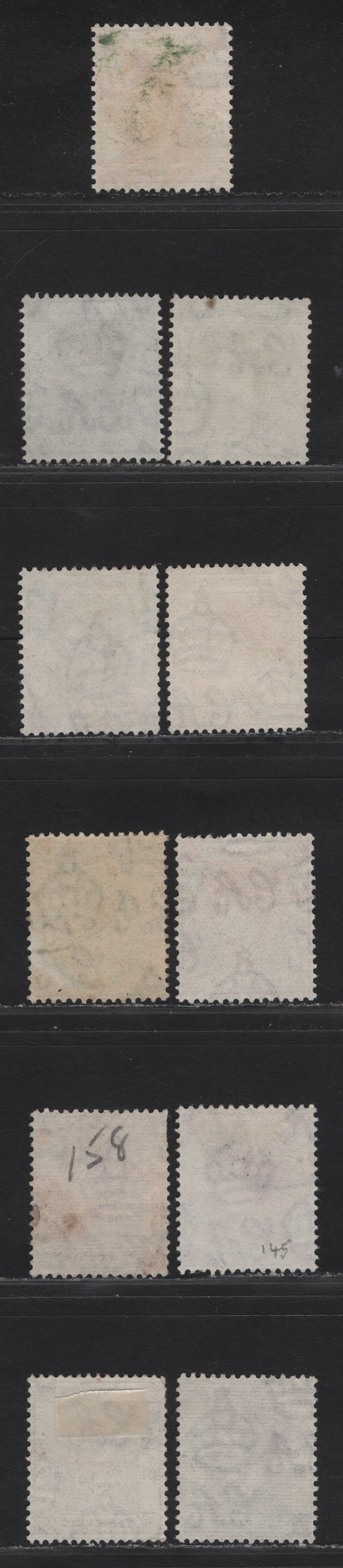 Lot 202 Hong Kong SG#140a, 141-145, 145b-c, 146 1c - 15c Pale Brown - Scarlet King George VI, 1938-1952 KGVI Keyplates Issue, 11 Fine/Very Fine Used Singles, Listed Shades Of 10c