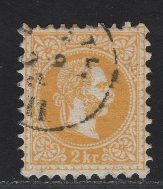Lot 223 Austria SC#27 2kr Yellowish Franz Josef, 1867-1872 Franz Josef Issue, A Very Fine Used Single, Coarse Print