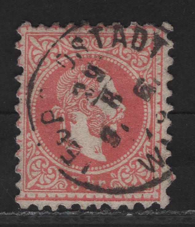 Lot 226 Austria SC#29e 5kr Brick Red Franz Josef, 1867-1872 Franz Josef Issue, A Very Fine Used Single, Coarse Print, Type III