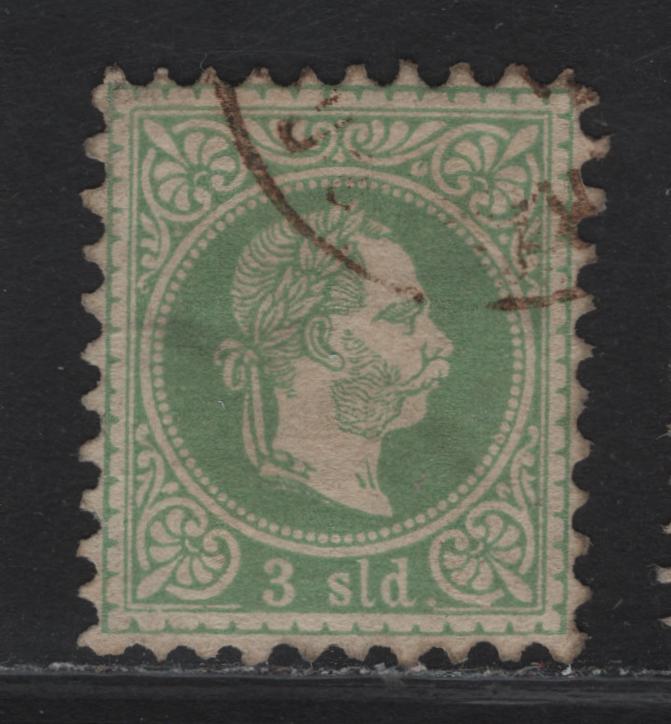 Lot 233 Austrian Offices In Turkish Empire SC#2 3sld Green Franz Josef II, 1867 Franz Josef II Issue, A Very Fine Used Single, Coarse Print