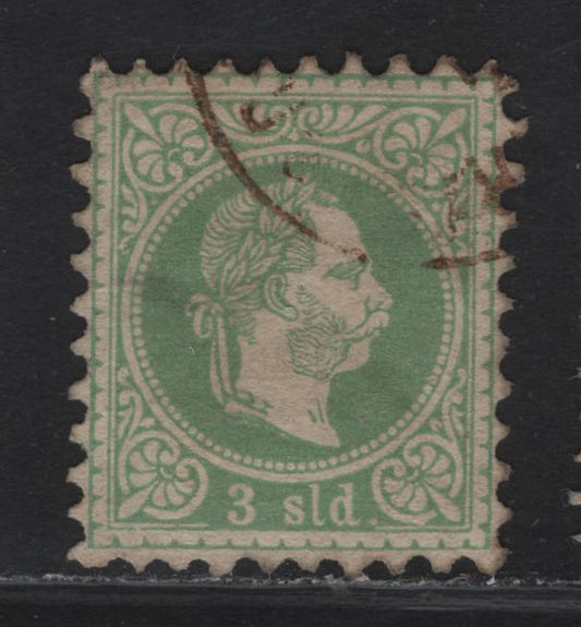 Lot 233 Austrian Offices In Turkish Empire SC#2 3sld Green Franz Josef II, 1867 Franz Josef II Issue, A Very Fine Used Single, Coarse Print