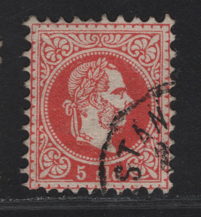 Lot 234 Austrian Offices In Turkish Empire SC#3 5sld Red Franz Josef II, 1867 Franz Josef II Issue, A Very Fine Used Single