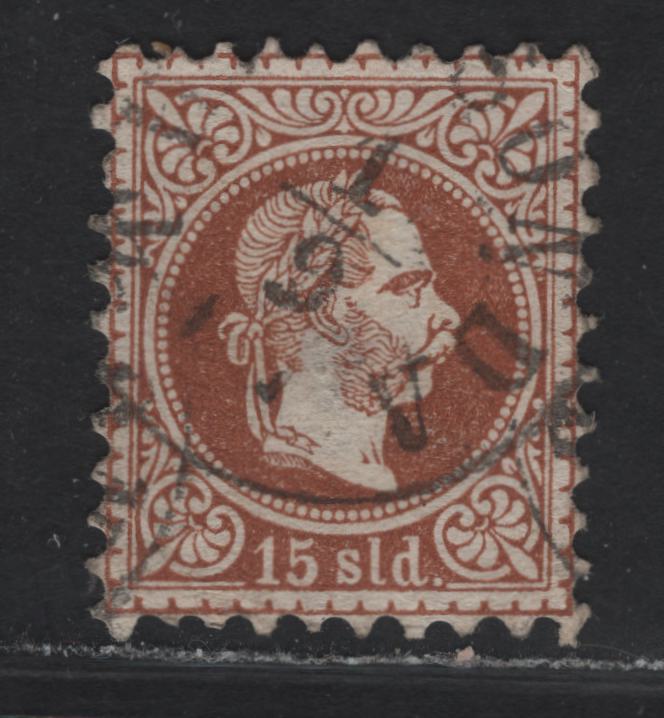 Lot 235 Austrian Offices In Turkish Empire SC#5b 5sld Reddish Brown Franz Josef II, 1867 Franz Josef II Issue, A Very Fine Used Single, Coarse Print