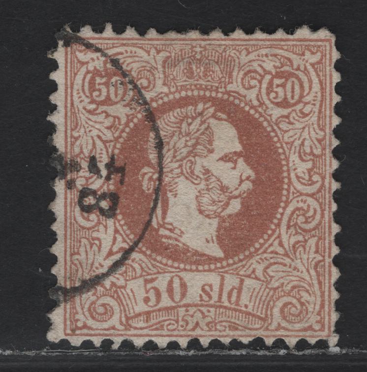 Lot 236 Austrian Offices In Turkish Empire SC#7 50sld Brown Franz Josef II, 1867 Franz Josef II Issue, A Very Fine Used Single, Perf 10.5