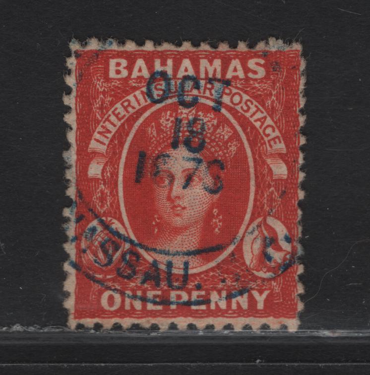 Lot 243 Bahamas SC#12 1d Vermillion Queen Victoria, 1863-1865 Queen Victoria Chalon Heads Issue, A Very Fine Used Single