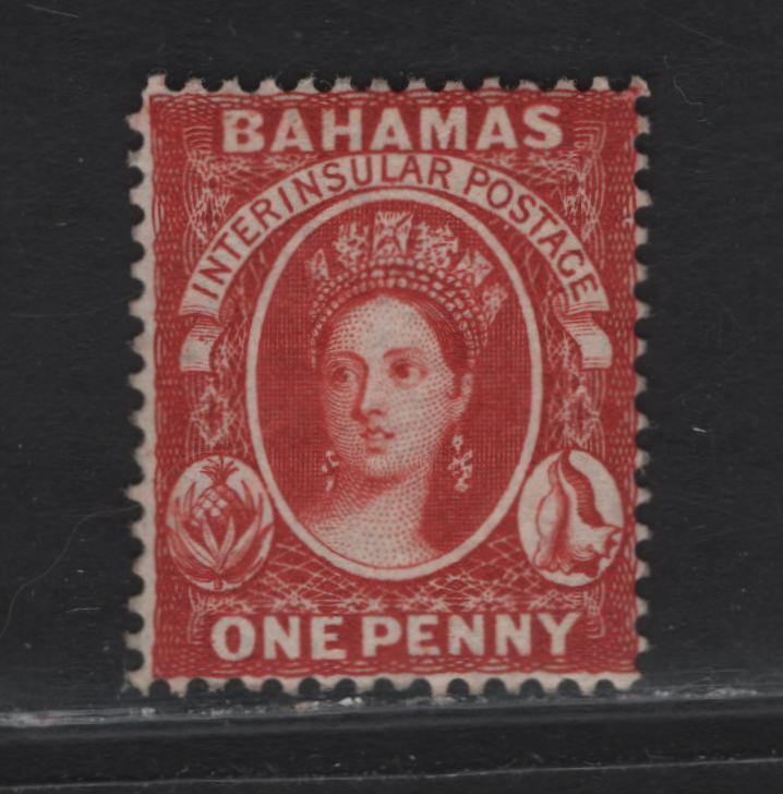 Lot 244 Bahamas SC#16 1d Vermillion Queen Victoria, 1863-1881 Queen Victoria Chalon Heads Issue, A Very Fine Used Single, Crown CC Wmk, Perf 14