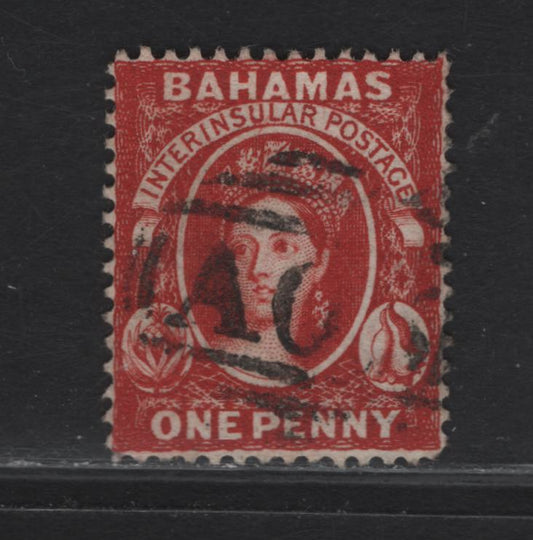 Lot 245 Bahamas SC#16 1d Vermillion Queen Victoria, 1863-1881 Queen Victoria Chalon Heads Issue, A Very Fine Used Single, Crown CC Wmk, Perf 14