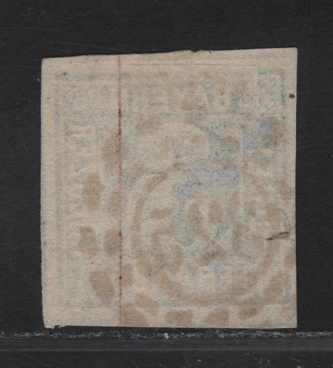 Lot 251 Bavaria SC#2 3kr Blue Numeral, 1849-1850 Numeral Issue, A Very Fine Used Single, Broken Circle, Open Milwheel Cancel For Munich, Stamp With 4 Clear Margins With Dividing Lines Visible On 2 Sides.