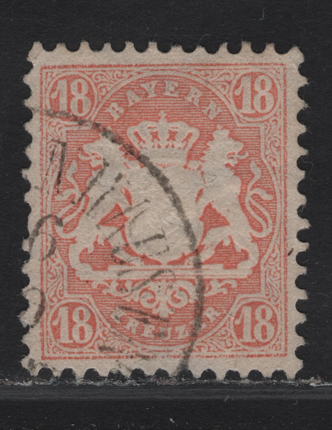 Lot 290 Bavaria SC#30 18kr Dull Brick Red Arms, 1870-1872 Arms Issue, A Very Fine Used Single