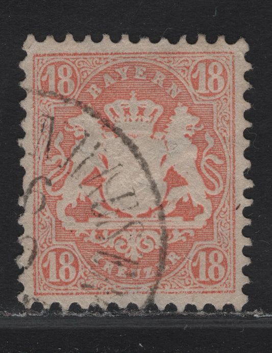 Lot 290 Bavaria SC#30 18kr Dull Brick Red Arms, 1870-1872 Arms Issue, A Very Fine Used Single