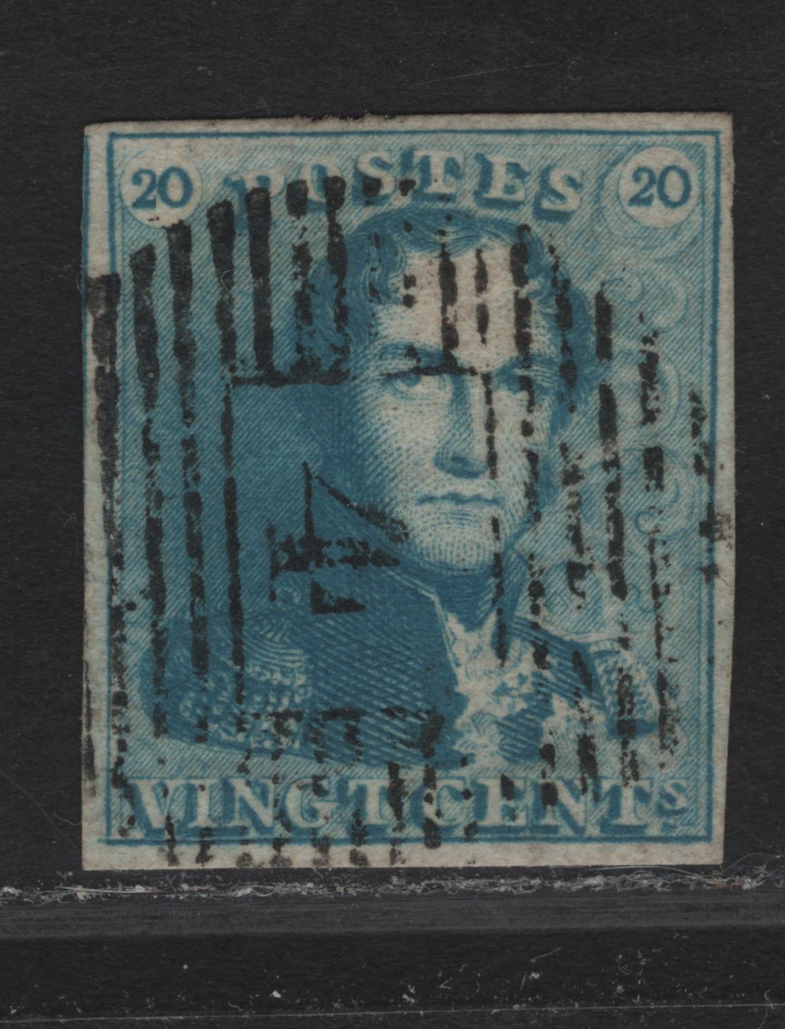 Lot 292 Belgium SC#2 20c Blue King Leopold I, 1849 King Leopold I Issue, An Extremely Fine Used Imperf Single, 4 Full Margins
