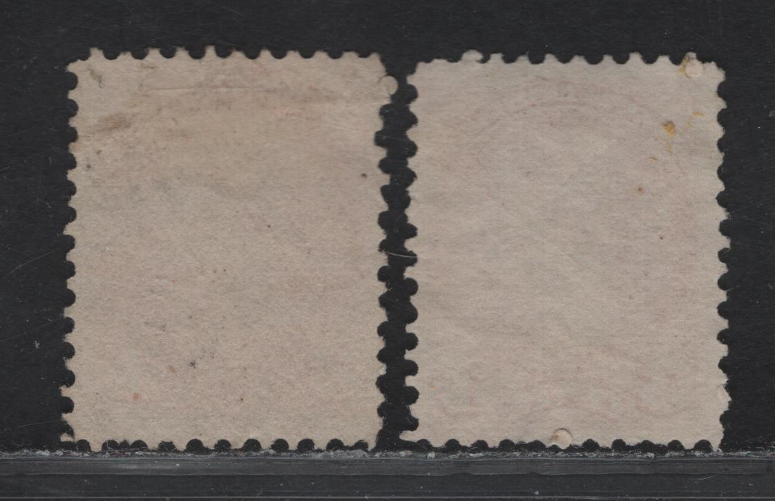 Lot 3 Canada #37ii, 37iii 3c Dull Red & Orange Red Queen Victoria, 1888-1897 Small Queen Issue, 2 Fine/Very Fine Used Singles, Mid Montreal Printings, Papers MM-E & MM-F, Perf 11.5x12.