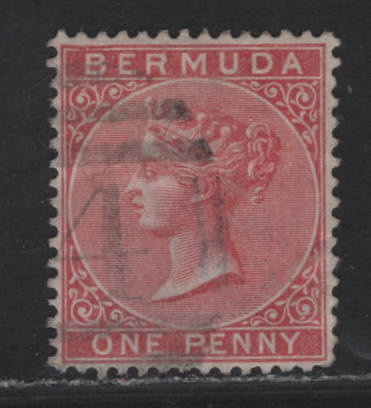 Lot 302 Bermuda SC#1 1d Rose Red Queen Victoria, 1865-1874 Queen Victoria Issue, An Extremely Fine Used Single, Crown CC Wmk, Perfs Clear Of The Design On All Sides