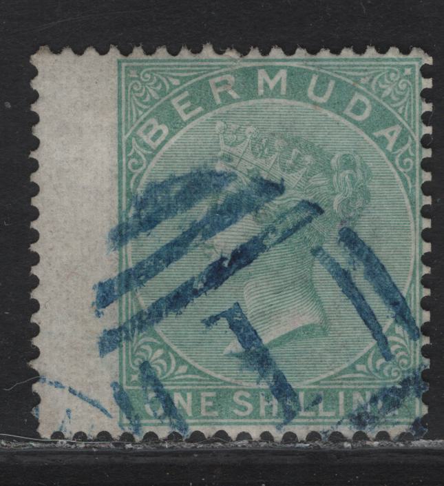 Lot 304 Bermuda SC#6 1/- Green Queen Victoria, 1865-1874 Queen Victoria Issue, A Very Fine Used Single, Crown CC Wmk