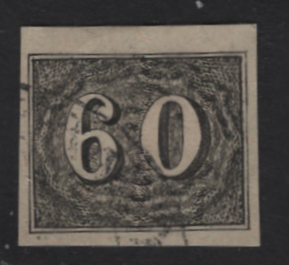 Lot 315 Brazil SC#24 60r Black Numeral, 1850 Cats Eyes, An Extremely Fine Used Imperf Single