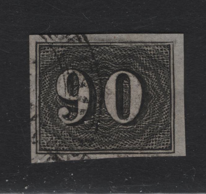Lot 316 Brazil SC#25 90r Black Numeral, 1850 Cats Eyes, A Very Fine Used Imperf Single