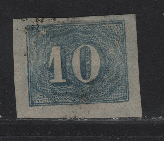 Lot 318 Brazil SC#37a 10r Blue Numeral, 1854 Cats Eyes, A Very Fine Used Imperf Single