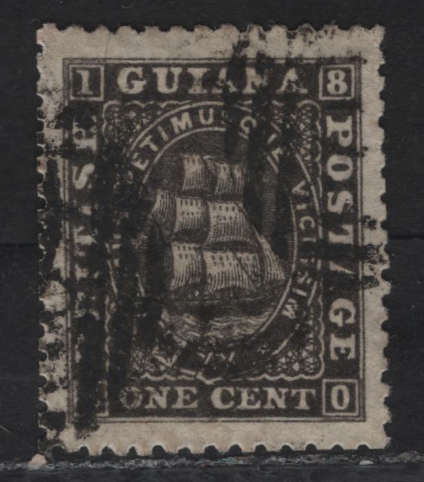 Lot 325 British Guiana SC#45 1c Black Seal of the Colony, 1866 Seal of the Colony Issue, An Extremely Fine Used Single, Lovly Balanced Margins