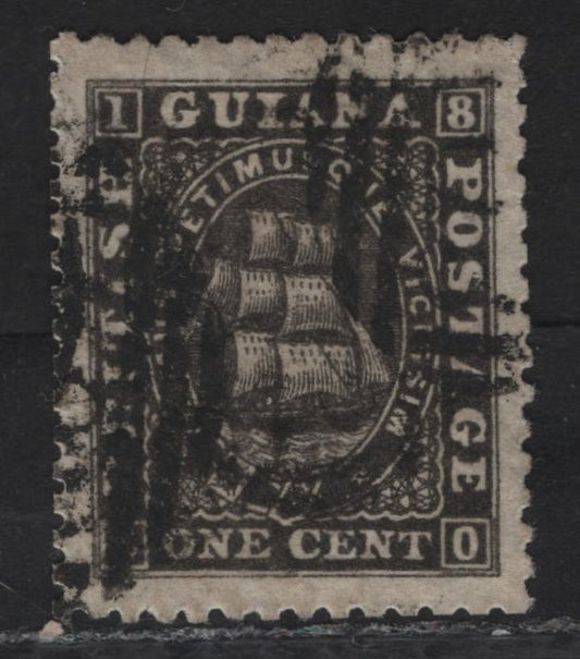 Lot 325 British Guiana SC#45 1c Black Seal of the Colony, 1866 Seal of the Colony Issue, An Extremely Fine Used Single, Lovly Balanced Margins