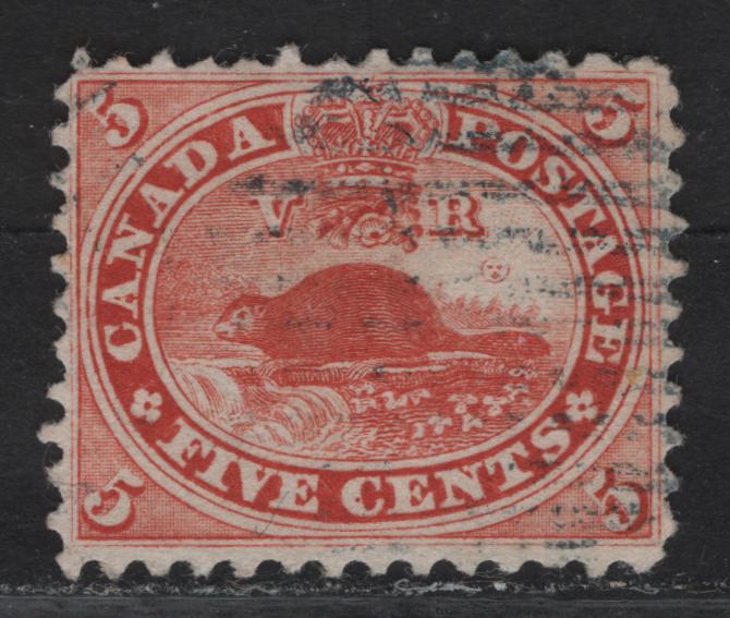 Lot 329 Canada #15 5c Vermillion Beaver, 1859-1864 Cents Issue, A Very Fine Used Single
