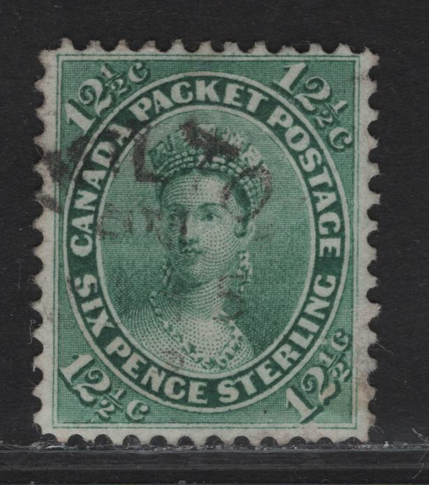 Lot 330 Canada #18a 12.5c Blue Green Queen Victoria, 1859-1864 Cents Issue, A Very Fine Used Single