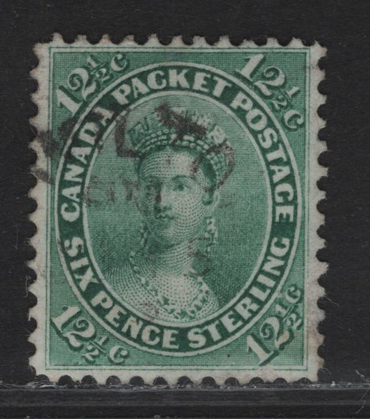 Lot 330 Canada #18a 12.5c Blue Green Queen Victoria, 1859-1864 Cents Issue, A Very Fine Used Single