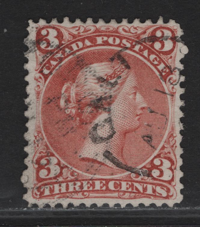 Lot 334 Canada #25 3c Red Queen Victoria, 1868-1876 Large Queen Issue, A Very Fine Used Single, Duckworth Paper 10