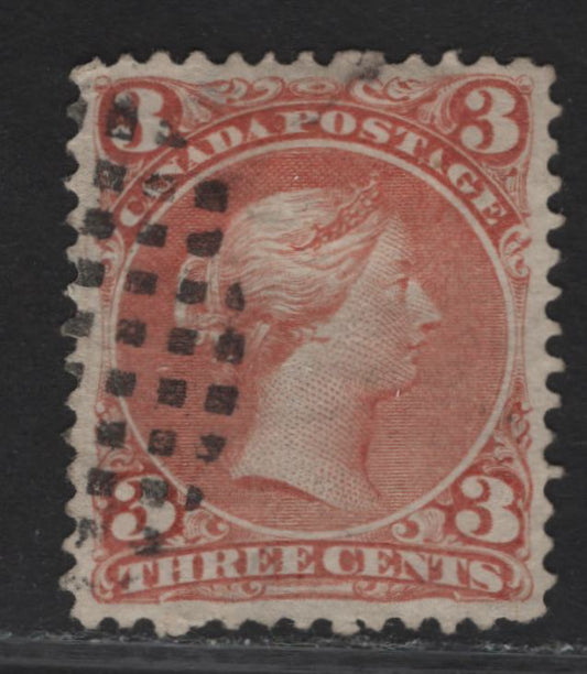 Lot 335 Canada #25ii 3c Red Queen Victoria, 1868-1876 Large Queen Issue, A Very Fine Used Single, Duckworth Paper 4