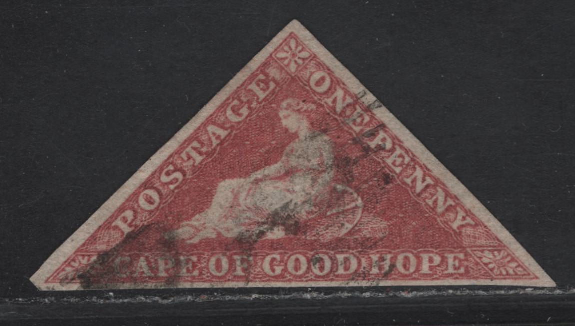 Lot 336 Cape Of Good Hope SC#3 1d Rose Reclining Hope, 1857 Reclining Hope Issue, A Very Fine Used Imperf Single, White Paper