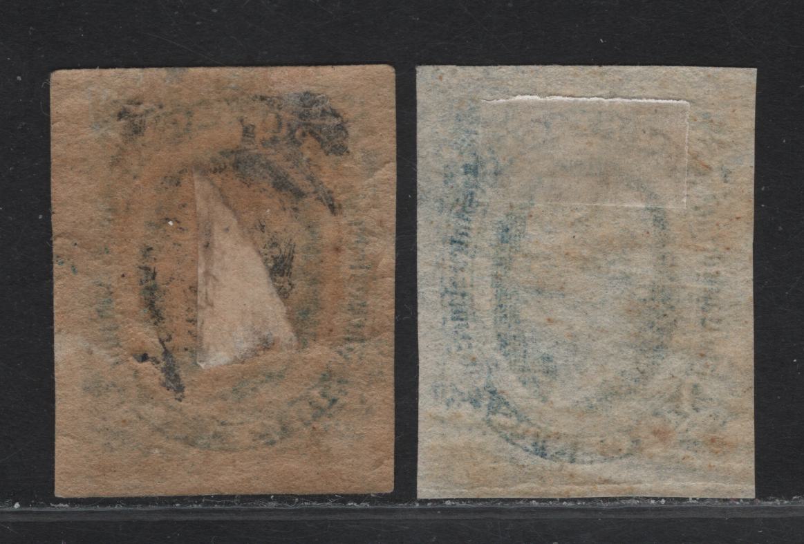 Lot 345 Confederate States Of America SC#12 10c Blue Jefferson Davis, 1863-1864 Jefferson Davis Issue, 2 VFOG & Unused Imperf Singles, Two Shades, With & Without Gum