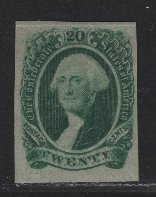 Lot 346 Confederate States Of America SC#13b 10c Dark Green Washington, 1863 Washington Issue, A VFOG Imperf Single