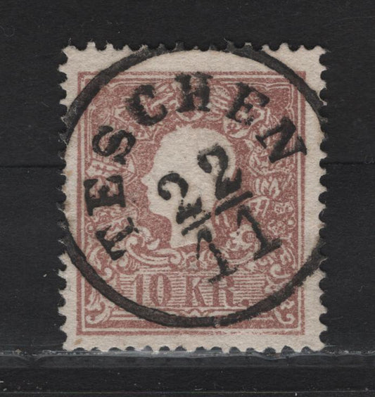 Lot 361 Czech Republic SC#10a (Austria) 10kr Brown Franz Josef, 1858-1859 Franz Josef Issue, A Very Fine Used Single, Type 1, SON Teschen CDS