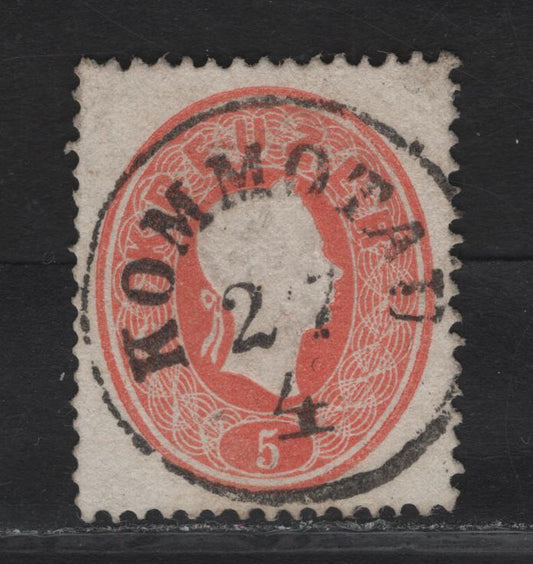 Lot 362 Czech Republic SC#14 (Austria) 5kr Red Franz Josef, 1860-1861 Franz Josef Issue, A Very Fine Used Single, Mommotau Cancel
