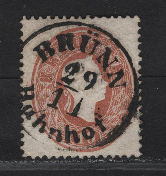 Lot 363 Czech Republic SC#15 (Austria) 10kr Red Franz Josef, 1860-1861 Franz Josef Issue, A Very Fine Used Single, Brunn Bahnhof Cancel
