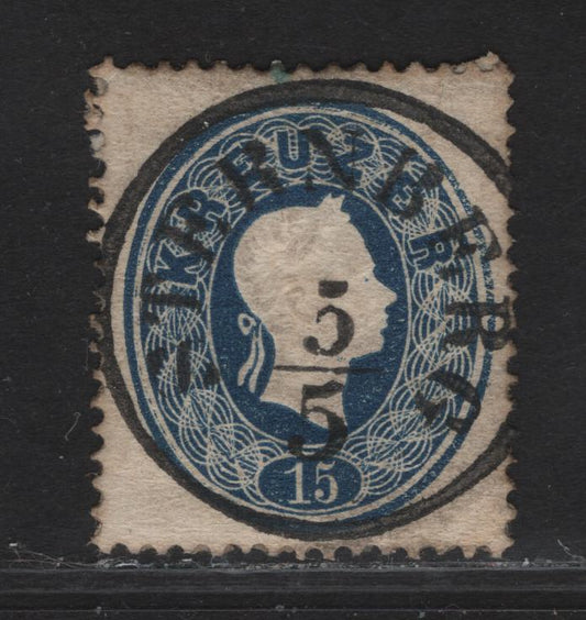Lot 364 Czech Republic SC#16 (Austria) 15kr Blue Franz Josef, 1860-1861 Franz Josef Issue, A Very Fine Used Single, Sternberg CDS