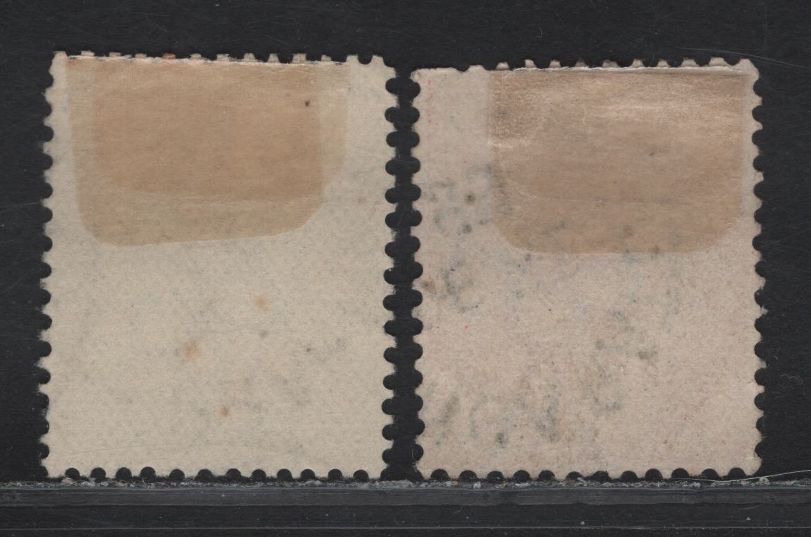 Lot 71 (C) Victoria SG#362, 366 3d - 9d Slate Green - Rose Red Queen Victoria, 1899-1901 Stamp Duty Issue, 2 Fine/Very Fine Used Singles, Type 4 V Over Crown Wmk.