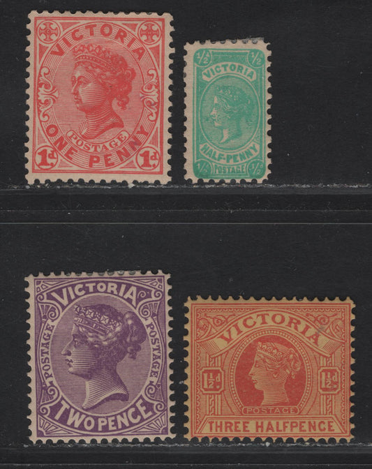 Lot 72 (C) Victoria SG#384, 385b, 386ba, 387 1/2d - 2d Blue Green - Lilac Queen Victoria, 1901-1910 Postage Issue, 4 F/VFOG Singles, V Over Crown Wmk.