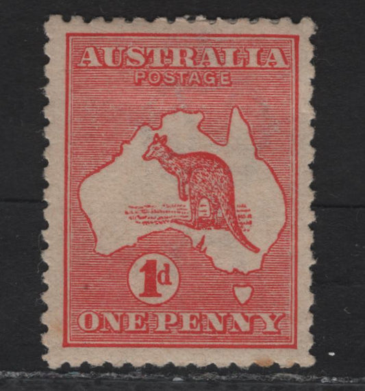 Lot 75A (C) Australia SG#2db 1d Carmine Kangaroo & Map, 1913 Kangaroo & Map Issue, A VFOG Single, 1st Wmk.