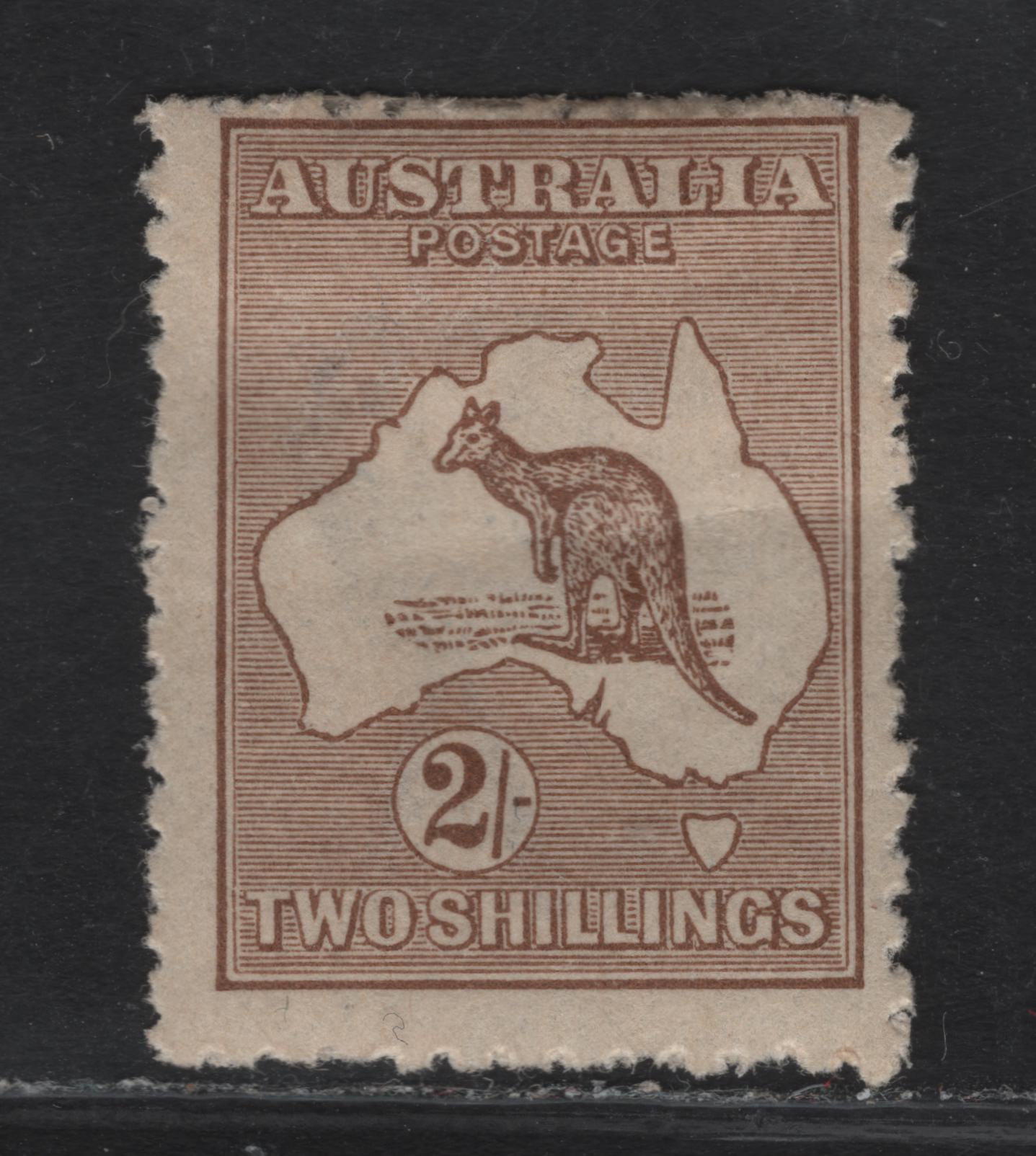 Lot 82 (C) Australia SG#41 2/- Brown Kangaroo & Map, 1915-1927 Kangaroo & Map Issue, A FOG Single, Die 2.