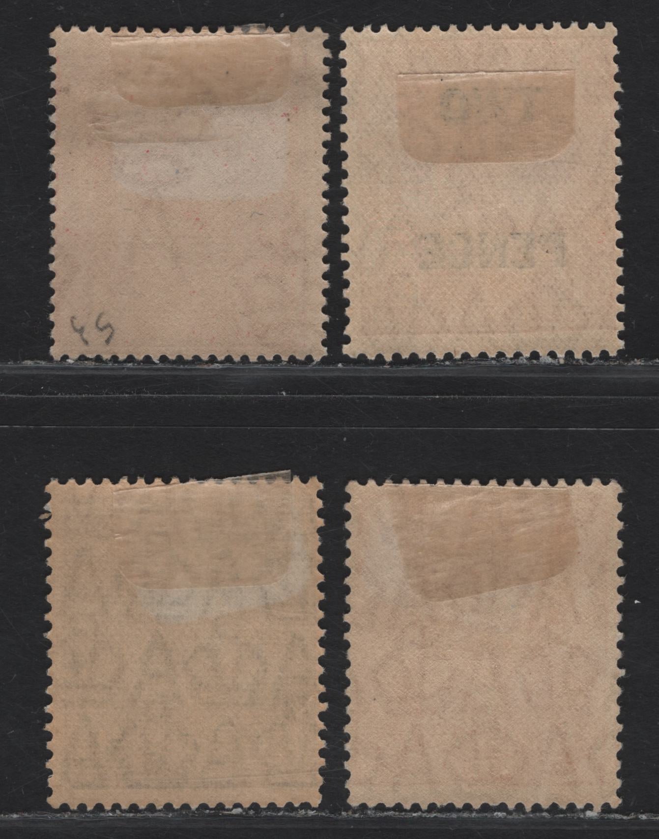 Lot 84 (C) Australia SG#50, 11a, 100, 94 1d - 3d Carmine - Dull Ultramarine King George V, 1918-1930 KGV Profile Heads Issue, 4 FOG Singles, Multiple Crown Over A & Small Multiple Wmks, Perf 13.5x12.5.