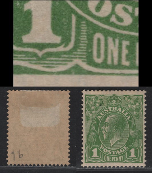 Lot 85 (C) Australia SG#95b 1d Green King George V, 1926-1930 KGV Profile Heads Issue, A VFOG Single, Small Multiple Wmk, Die 2.
