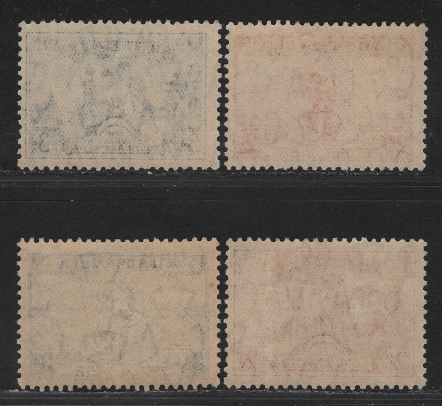 Lot 94 Australia SG#159-160, 161-162 2d - 3d Scarlet - Blue  1936-1936 Opening Of Submarine Telephone Link - Centenary of South Australia Issues, 4 F/VFOG/NH Singles, 2d South Australia Has 2 Spots of Gum Disturbance.