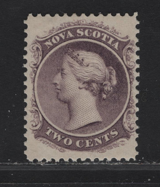 Lot 121 Nova Scotia SC#9 2c Deep Lilac Queen Victoria, 1860-1863 Cents Issue, A VFOG Single, White Paper, Perf 11.75x12
