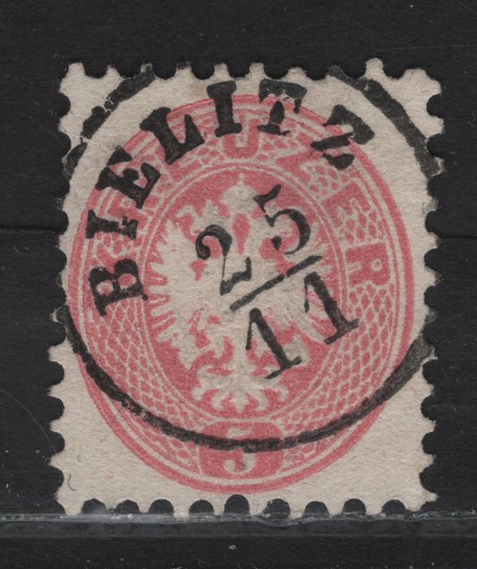 Lot 128 Poland SC#24 (Austria) 5kr Rose Eagle, 1863-1864 Eagle Issue, A Very Fine Used Single, Perf 9.5, Unwatermarked, SON Bielitz Cancel.