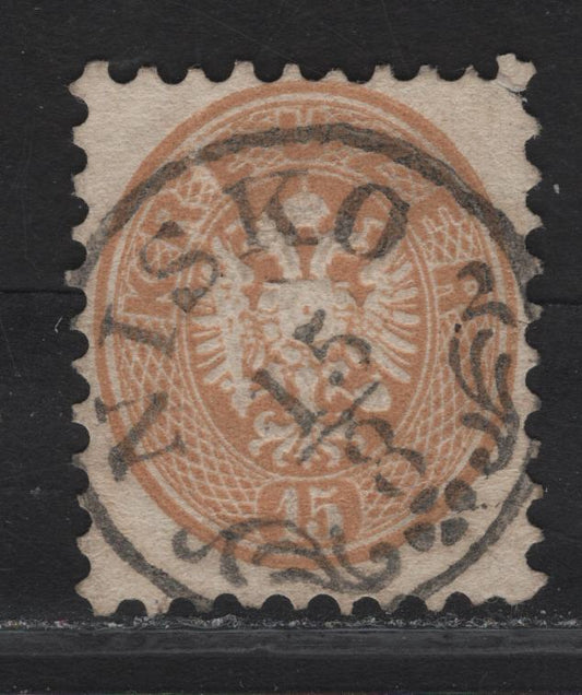 Lot 129 Poland SC#26 (Austria) 10kr Pale Reddish Brown Eagle, 1863-1864 Eagle Issue, A Very Fine Used Single, Perf 9.5, Unwatermarked, SON Nisko CDS.
