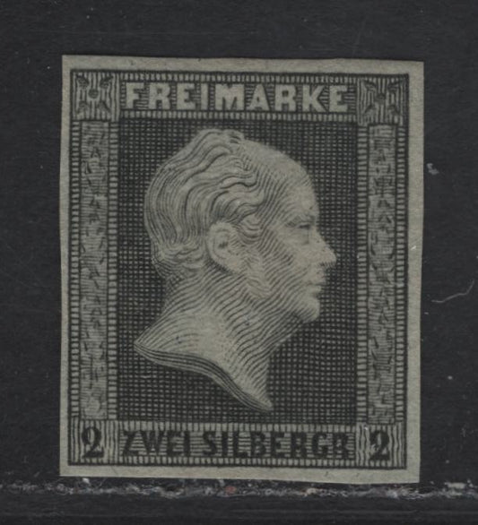 Lot 137 Prussia SC#4p 2sg Black on Grayish King Frederick William IV, 1850-1856 King Frederick William IV Issue, A XF Unused Imperf Single, Plate Proof, Unlisted In Scott