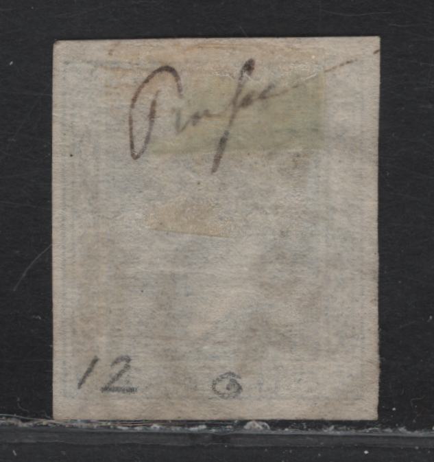 Lot 139 Prussia SC#12 2sgr Blue King Frederick William IV, 1858 King Frederick William IV Issue, A Very Fine Used Imperf Single, Background of Crossed Lines