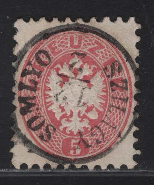 Lot 146 Romania SC#24 (Austria) 5kr Rose Eagle, 1863-1864 Eagle Issue, A Very Fine Used Single, Perf 9.5, Unwatermarked, Somlyo Szilagy.