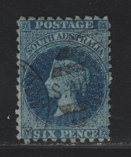Lot 177 South Australia SC#47g 6d Prussian Blue Queen Victoria, 1867-1874 Sideface Issue, A Very Fine Used Single, Perf 10x11.5-12.5, 11.5-12.5x10 or Compound