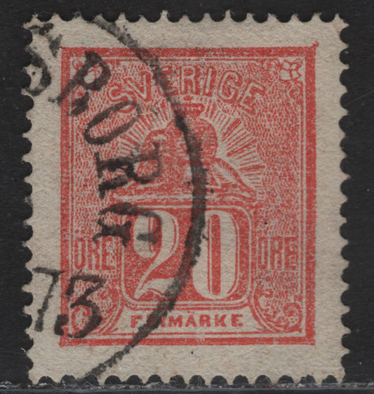 Lot 188 Sweden Facit #16 20o Vermillion Lion & Arms, 1862-1864 Lion & Arms Issue, A Very Fine Used Single, Nearly Perfectly Centered & Scarce